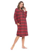 Ashford & Brooks Women's Flannel Plaid Long Sleeve Nightgown - Image 2